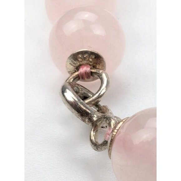 Graduated Pink Rose Quartz Beaded Bib Necklace & Bracelet Sterling Silver 925 - Picture 10 of 10